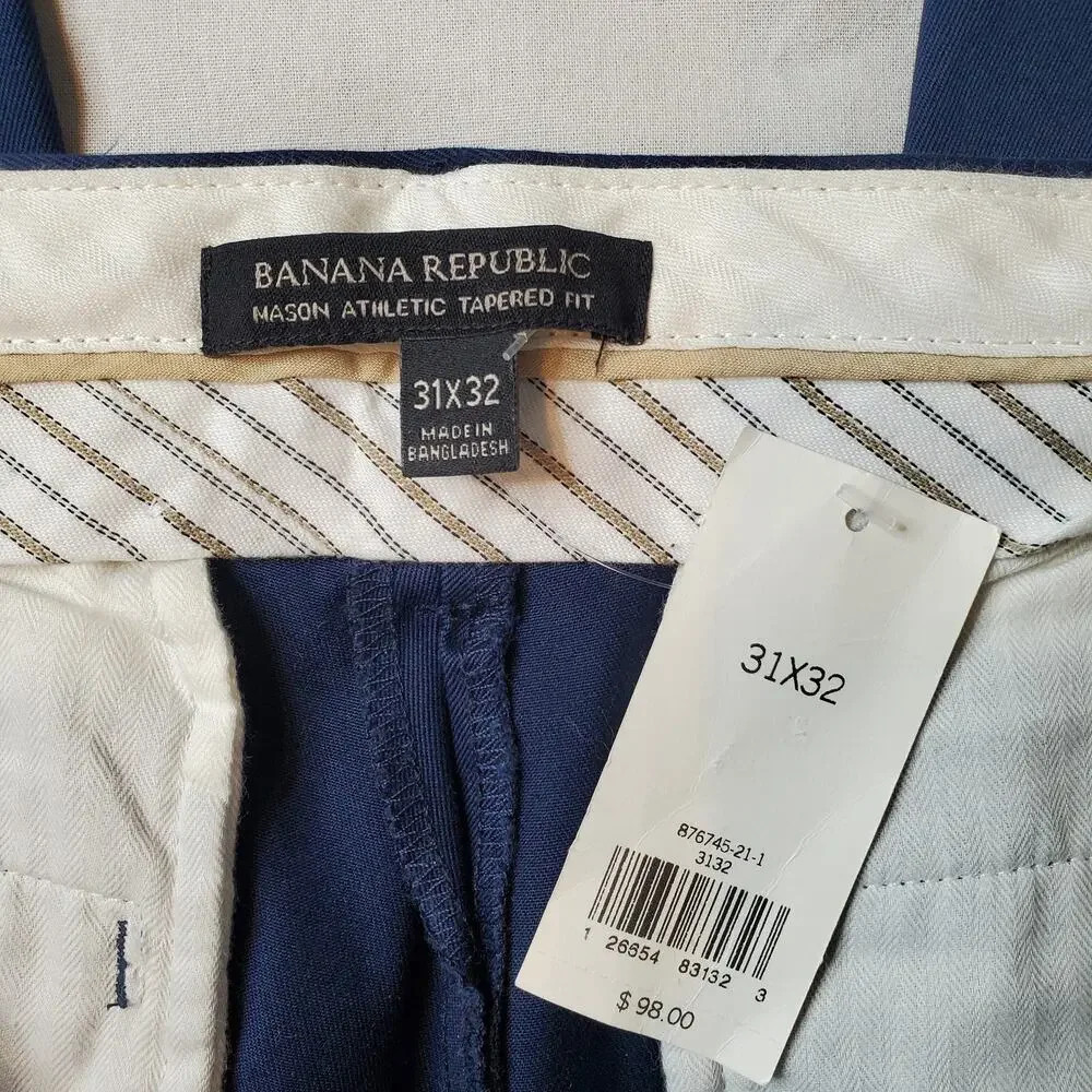 Banana Republic Men's Size 31X32 NWT Mason Rapid Movement Chino Pant Blue 876745
